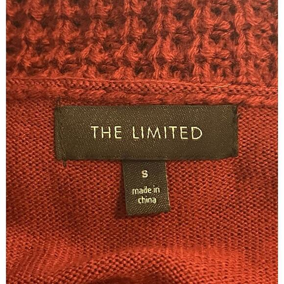 THE LIMITED Red Knit Cowl Neck 3/4 Sleeve Sweater Dress S Cottage Knee Length - Picture 6 of 8